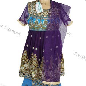 Child Fancy Zardozi Embroidered Frock Gharara Ethnic Dress Pakistani/Indian 2-6Y